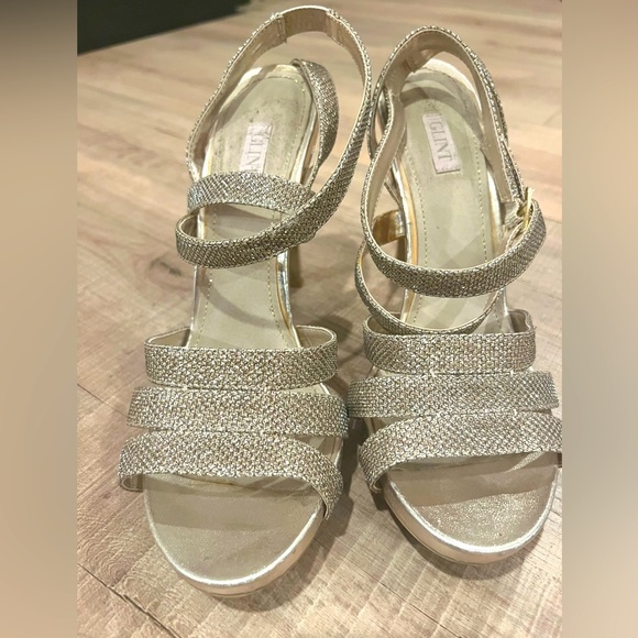 Glint 4" gold strappy heels size size 9.5 - Picture 1 of 10